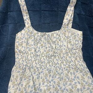 Floral Print Tank with Blue and Green Accents